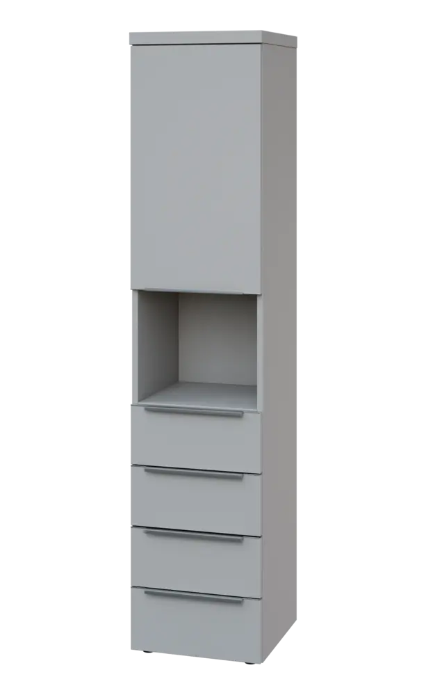 SIN 5 - 44ZND kancelářská skříň, 4-zásuvková/nika, 1-dveřová, levá, 1820x400x400, šedá